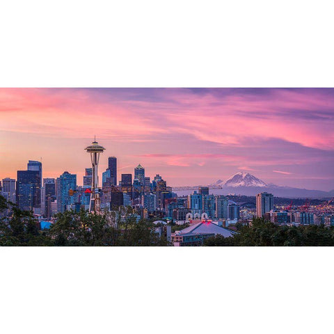 Good Morning-Seattle! Black Modern Wood Framed Art Print by Zheng, Michael