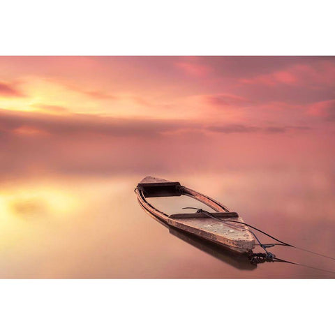 The Boat Black Modern Wood Framed Art Print with Double Matting by Guerola, Joaquin