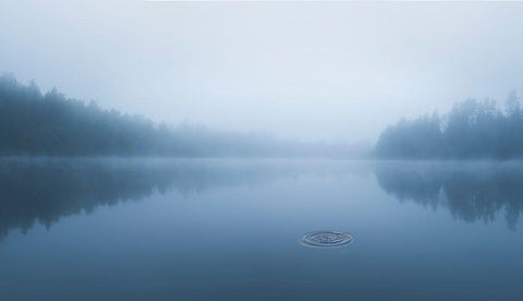Ripple In The Water White Modern Wood Framed Art Print with Double Matting by Lindsten, Christian