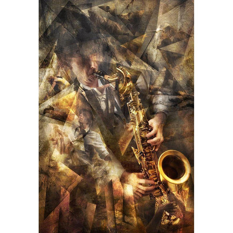 Jazz Gold Ornate Wood Framed Art Print with Double Matting by Kiciak, Christophe