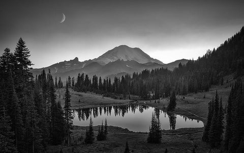 Mt. Rainier White Modern Wood Framed Art Print with Double Matting by Zheng, Michael