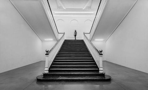 Tabakalera White Modern Wood Framed Art Print with Double Matting by Perez, Ritxard