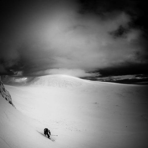 Happiness Is First Tracks In Fresh Snow Black Modern Wood Framed Art Print with Double Matting by Verbiest, Eric