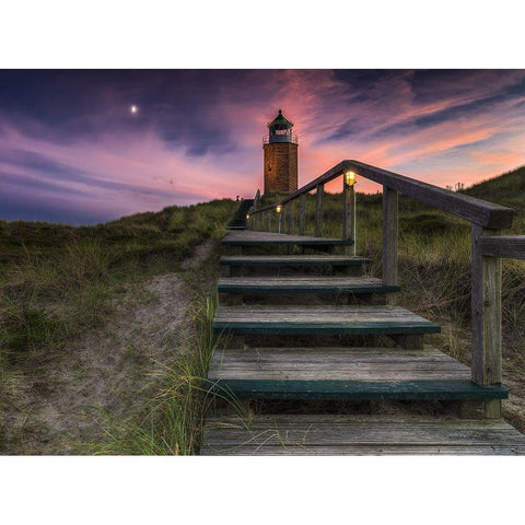 Way To Lighthouse Black Modern Wood Framed Art Print by Siegel, Thomas