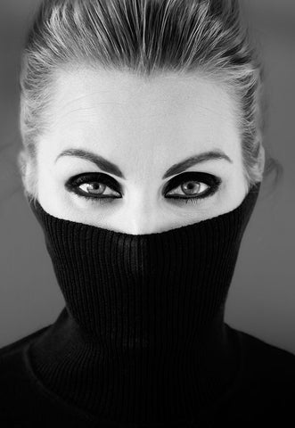 Girl In Black White Modern Wood Framed Art Print with Double Matting by Kraaijenbrink, Tom