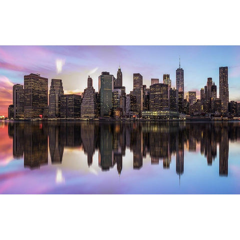 Reflections Of A Sleepless City Gold Ornate Wood Framed Art Print with Double Matting by Kralik, Rostislav