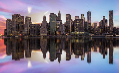 Reflections Of A Sleepless City Black Ornate Wood Framed Art Print with Double Matting by Kralik, Rostislav