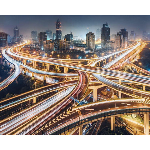 Composition Of The City Black Modern Wood Framed Art Print by Jiang, Kevin