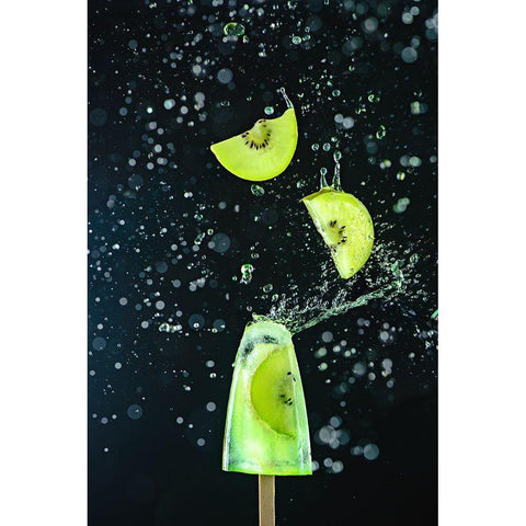 Action Kiwi Popsicle Black Modern Wood Framed Art Print by Belenko, Dina