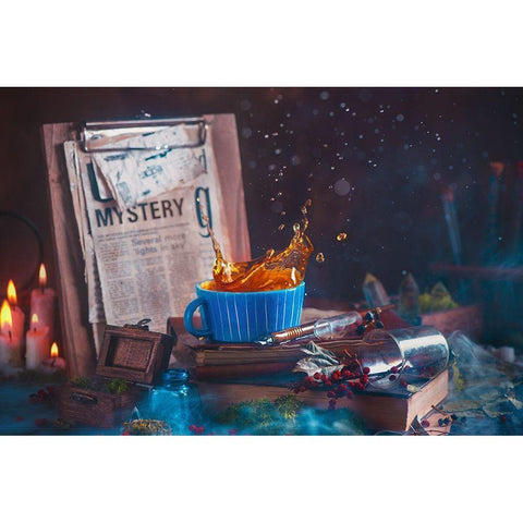 Mystery Tea White Modern Wood Framed Art Print by Belenko, Dina