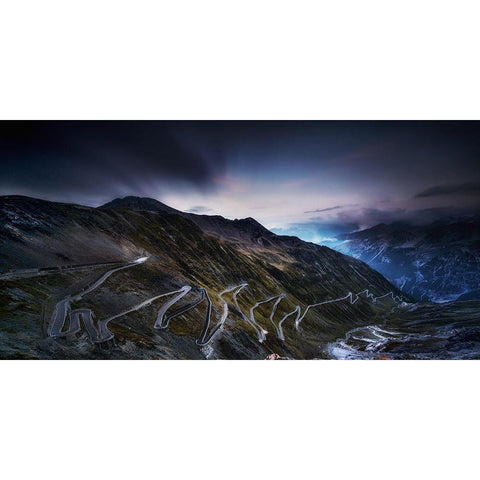 Passo Di Stelvio Black Modern Wood Framed Art Print by Kohnke, Sven