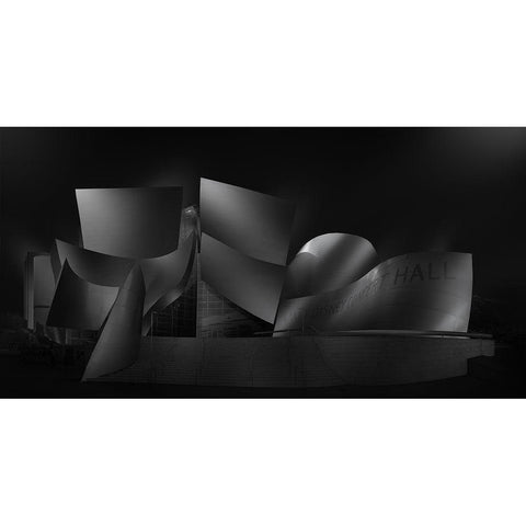 Urban Curves Black Modern Wood Framed Art Print with Double Matting by Parejo, Jose