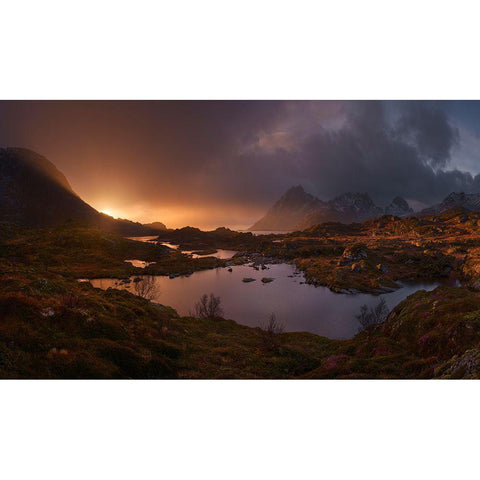 Sunrise Over Lofoten White Modern Wood Framed Art Print by Cia, Inigo