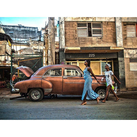 Street Havana Cuba Gold Ornate Wood Framed Art Print with Double Matting by Yosifov, Svetlin