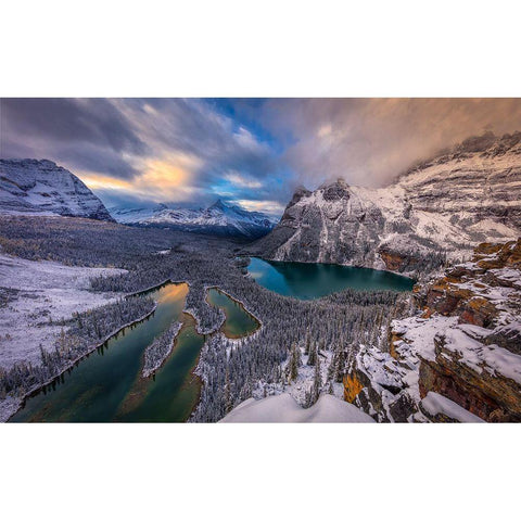 Lake Ohara Black Modern Wood Framed Art Print with Double Matting by Zheng, Michael