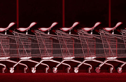 Rhythm In Red Black Ornate Wood Framed Art Print with Double Matting by Hammer, Jacqueline