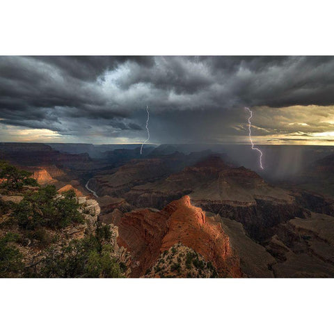 Mohave Point Thunderstorm White Modern Wood Framed Art Print by W Dodson, John