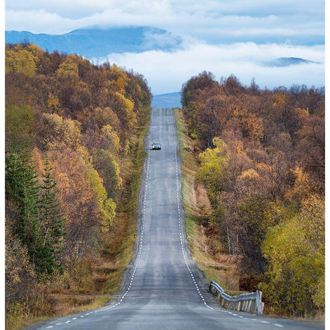 On The Road Again Black Modern Wood Framed Art Print with Double Matting by Lindsten, Christian