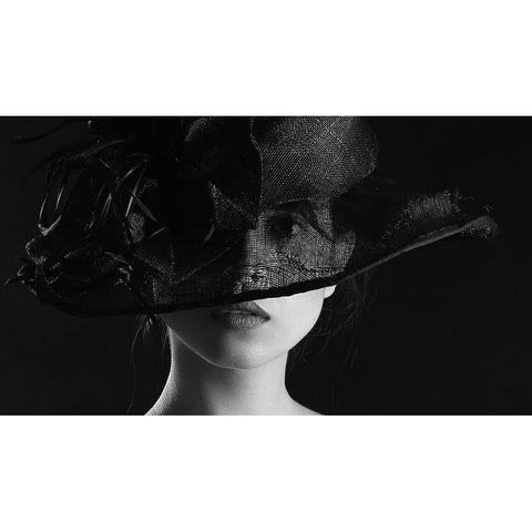 The Girl In The Hat Gold Ornate Wood Framed Art Print with Double Matting by Belokonov, Boris