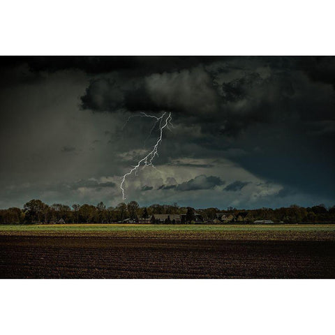 Lightning Black Modern Wood Framed Art Print by De Laat, Bernardine