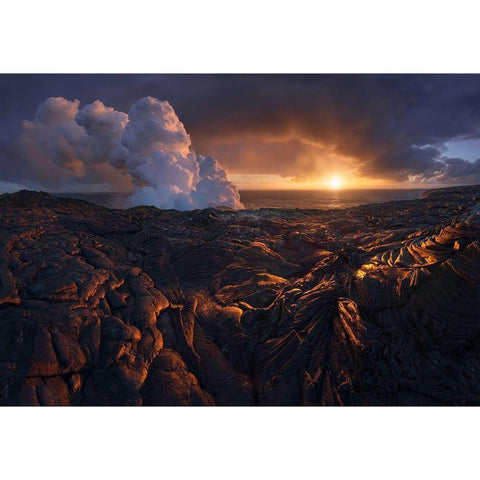 Lava Fields Black Modern Wood Framed Art Print by Cia, Inigo