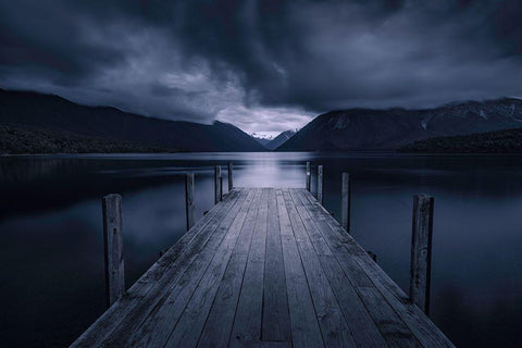 Storm Coming White Modern Wood Framed Art Print with Double Matting by Zhu, Jingshu