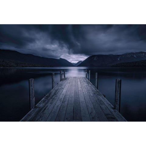 Storm Coming Black Modern Wood Framed Art Print by Zhu, Jingshu