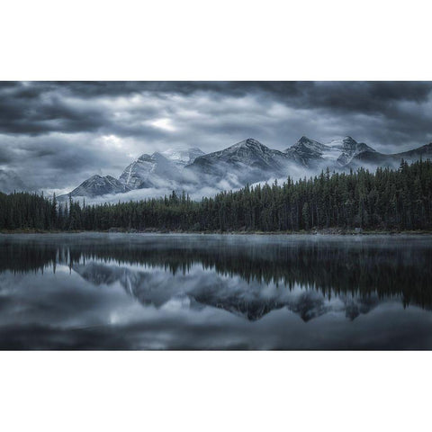 Cold Mountains White Modern Wood Framed Art Print by Zheng, Michael