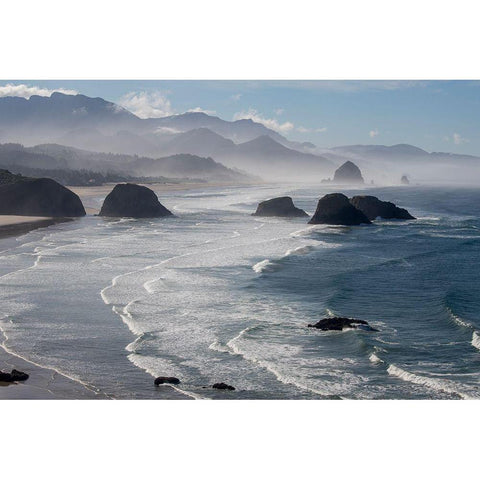 Morning View From Ecola Point Gold Ornate Wood Framed Art Print with Double Matting by Mulder, Robbert