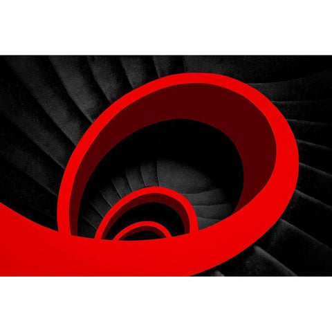 A Red Spiral Black Modern Wood Framed Art Print by Schuster, Inge