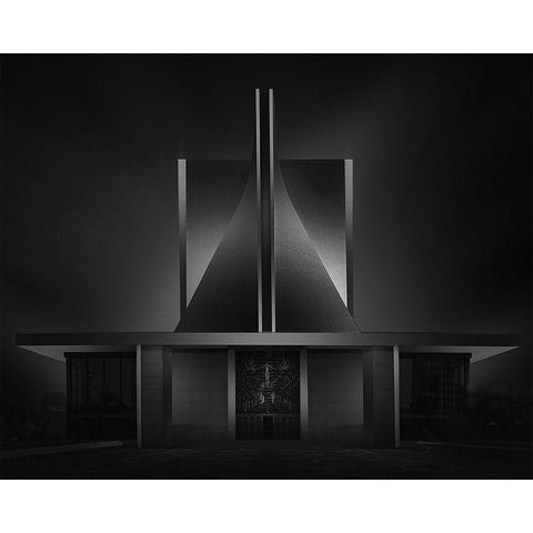 San Franciscos Cathedral Baw Black Modern Wood Framed Art Print with Double Matting by Parejo, Jose