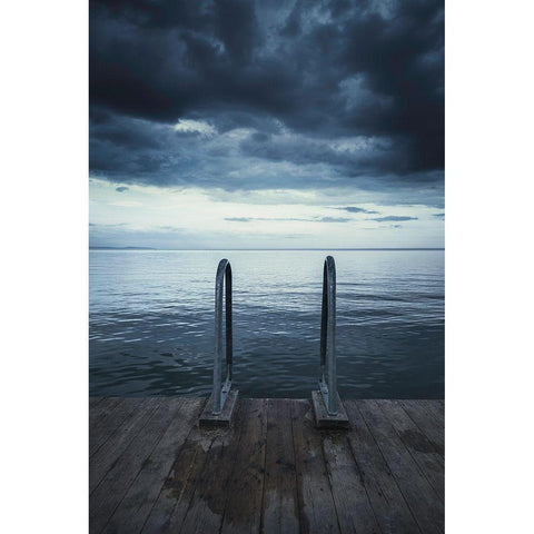 Moody Jetty White Modern Wood Framed Art Print by Lindsten, Christian