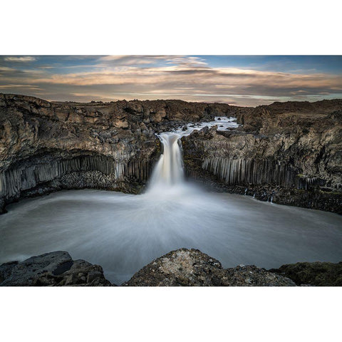 Aldeyjarfoss Waterfall North Iceland Black Modern Wood Framed Art Print with Double Matting by Olsson, Ronny