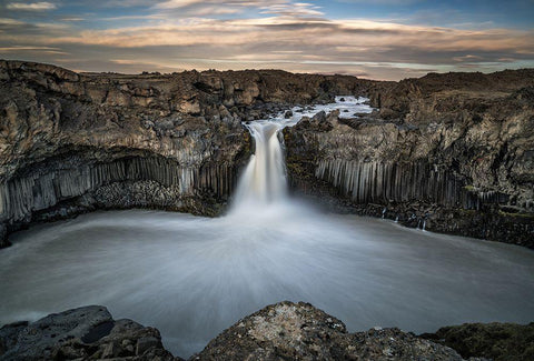Aldeyjarfoss Waterfall North Iceland White Modern Wood Framed Art Print with Double Matting by Olsson, Ronny