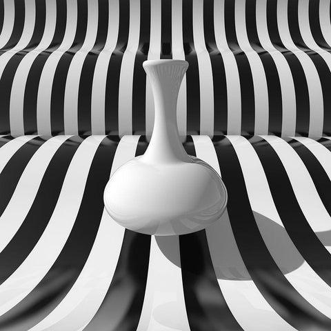 Bottle And Strips Black Modern Wood Framed Art Print with Double Matting by Bunjamin, Antonyus