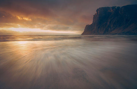 Kvalvika.. Black Ornate Wood Framed Art Print with Double Matting by Age Hol, Fred