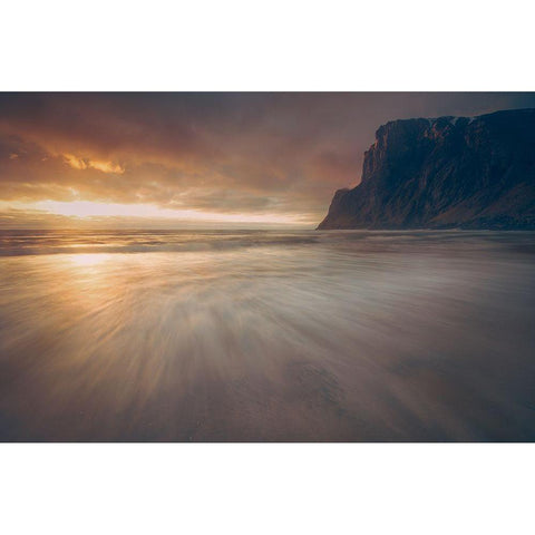Kvalvika.. Black Modern Wood Framed Art Print by Age Hol, Fred