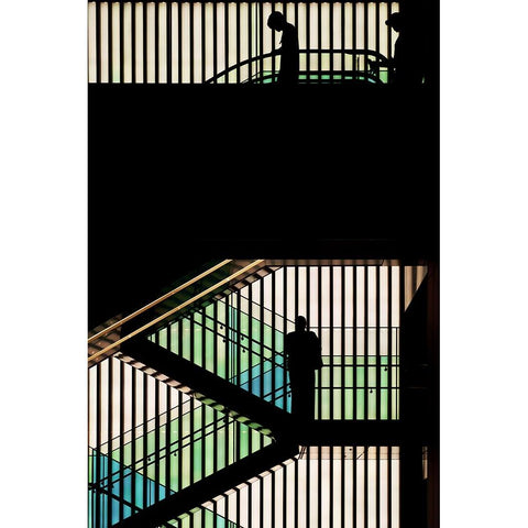 Silhouette Romance Black Modern Wood Framed Art Print with Double Matting by Hara, Tomoshi