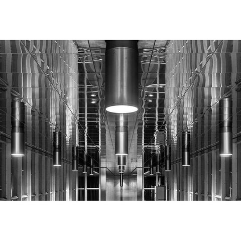 Lighted Ceiling White Modern Wood Framed Art Print by Luycx, Theo