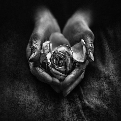 Caring Hands Black Modern Wood Framed Art Print by Zadshir, Nima