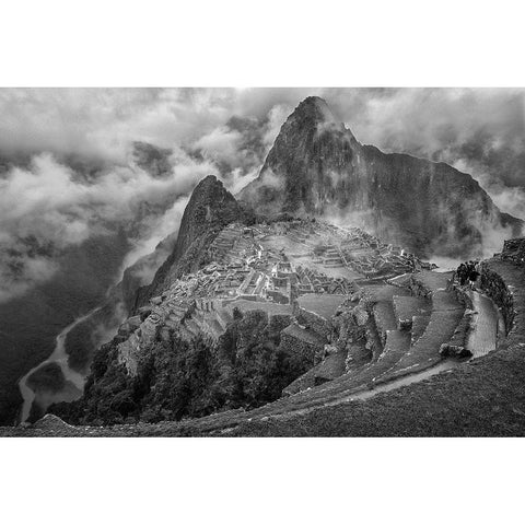 Fog In The Machu Picchu Black Modern Wood Framed Art Print by Huang, Richard