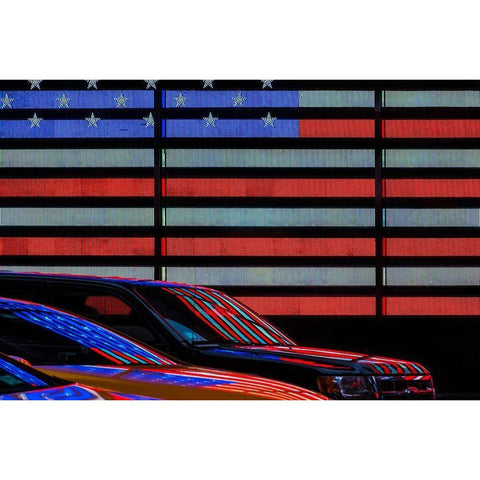 Stars And Stripes Reflected Black Modern Wood Framed Art Print with Double Matting by Wride, Linda