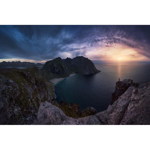 Kvalvika Black Modern Wood Framed Art Print with Double Matting by F. Turienzo, Carlos