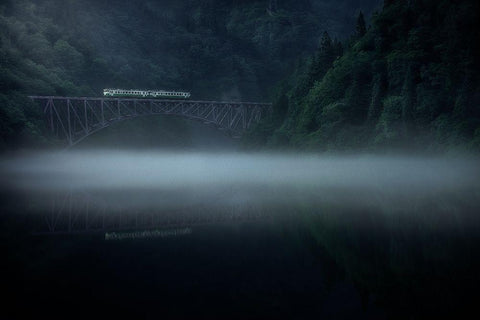 Morning Fog Black Ornate Wood Framed Art Print with Double Matting by Watanabe, Takeru