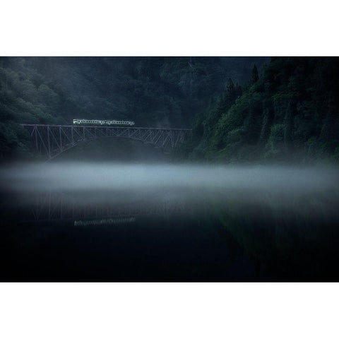 Morning Fog Black Modern Wood Framed Art Print with Double Matting by Watanabe, Takeru