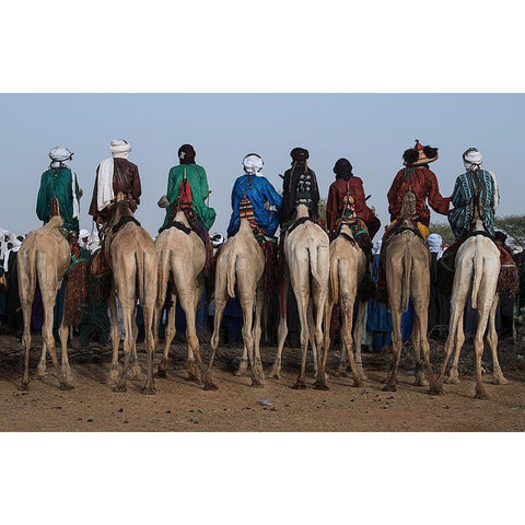 Watching The Gerewol Festival From The Camels - Niger Gold Ornate Wood Framed Art Print with Double Matting by Inazio Kuesta, Joxe