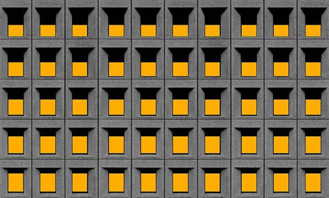 Yellow Squares White Modern Wood Framed Art Print with Double Matting by Schuster, Inge