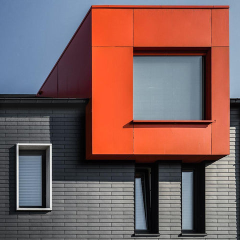 Orange Hideout Black Modern Wood Framed Art Print by Vangindertael, Luc