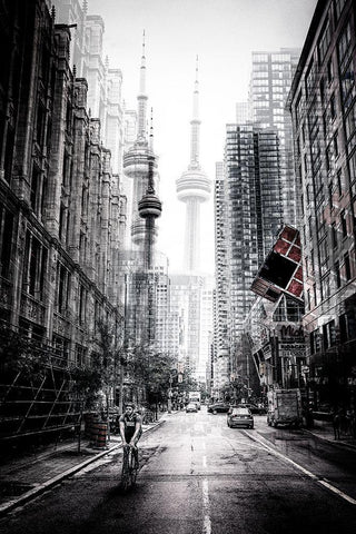 On The Streets Of Toronto White Modern Wood Framed Art Print with Double Matting by Chiriaco, Carmine