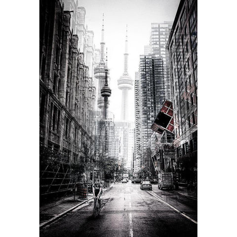 On The Streets Of Toronto Black Modern Wood Framed Art Print with Double Matting by Chiriaco, Carmine